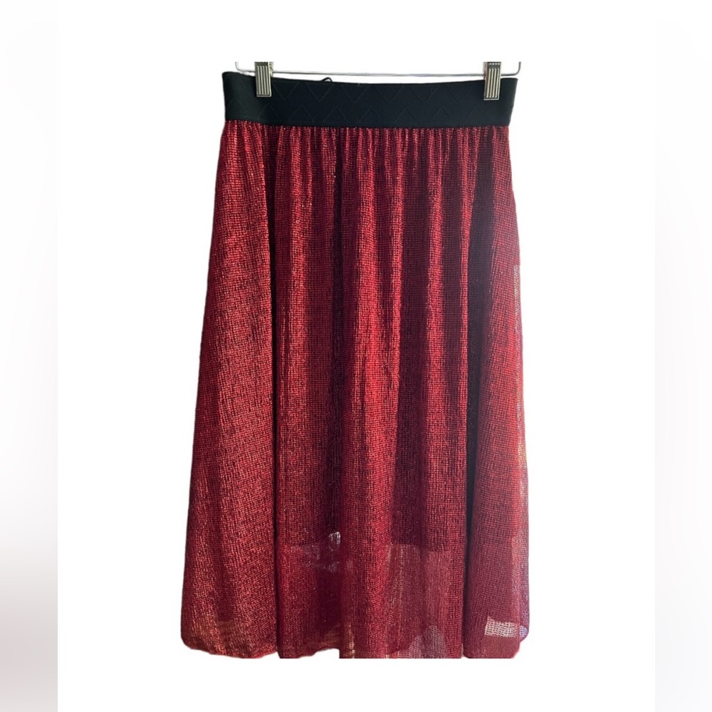 Lularoe Lola Skirt Elegant Collection Red Size Large NWT ERAS